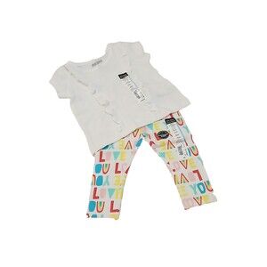 Okie Dokie Baby Girl 2pc Tee with Eyelet Lace Accents & Legging Set (6M) - NEW!!